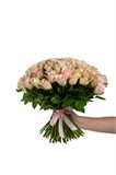 Букет из 101 розовой розы (Кения) 40см с лентой 2473_8D44C - фото 5041